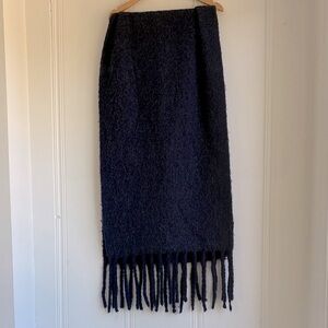 3/$15! Fringed Oversized Shawl Wrap Dark Blue